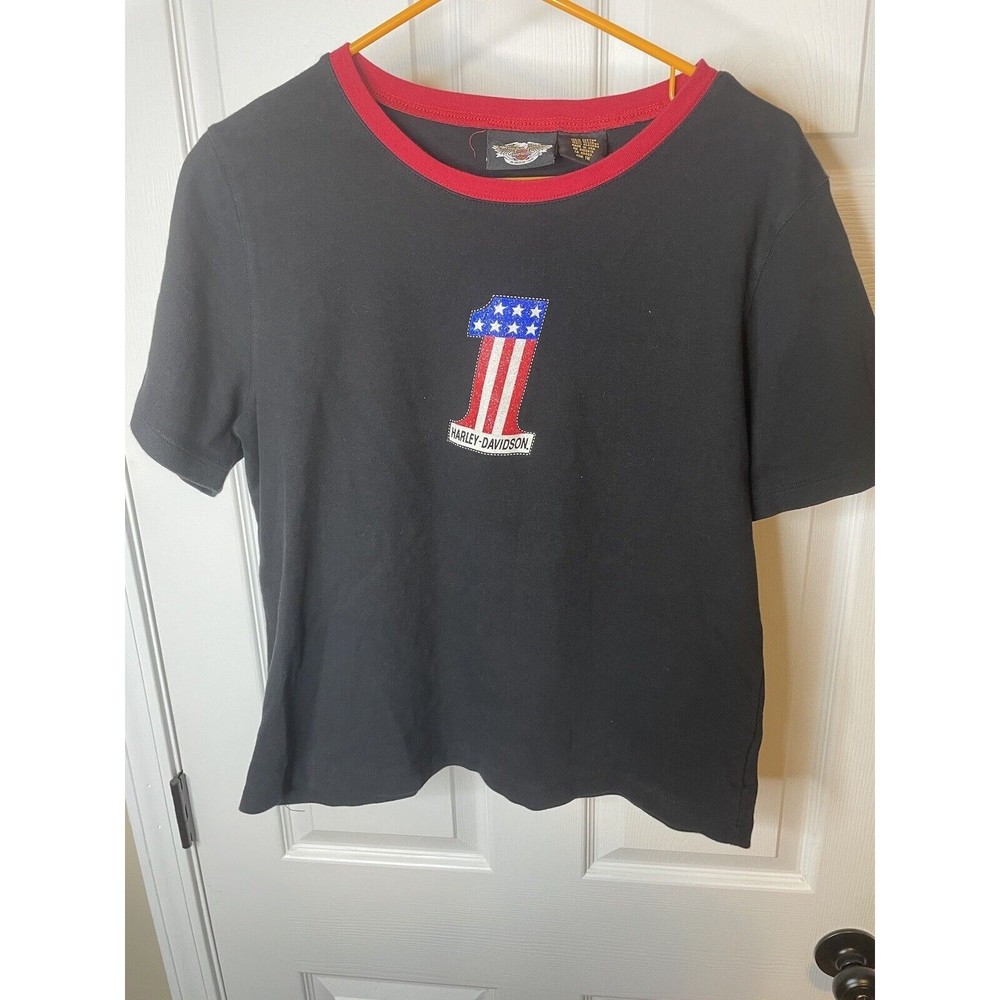 Harley Davidson “1” Shirt Womens 1W Plus Size 2XL Black Motorcycle Biker